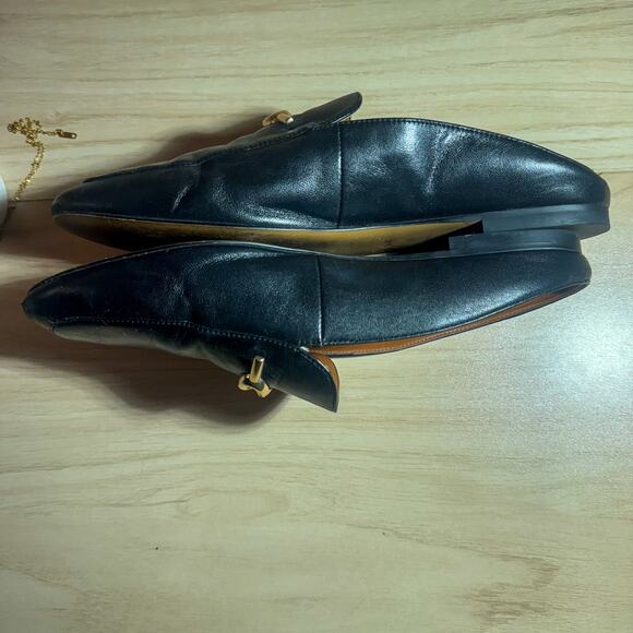 Sienna Loafer, Black Leather with Gold Detail Mule Slides Gold 'C' Logo Hardware - Picture 3 of 8